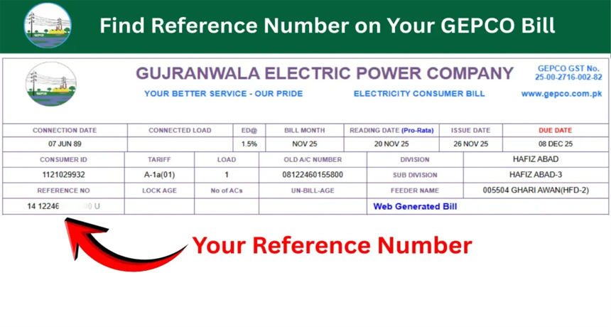 GEPCO Bill Reference Number on your bill