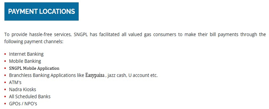 sngpl bill payment method