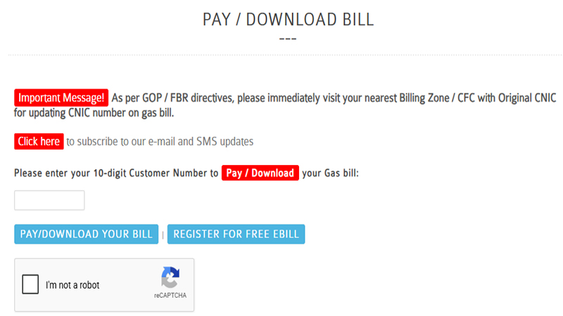  SSGC duplicate bill screenshot