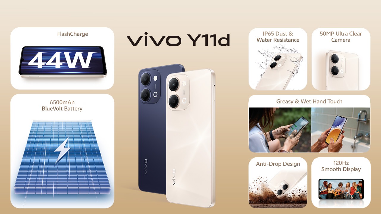 vivo Y11d charging with 44W FlashCharge technology