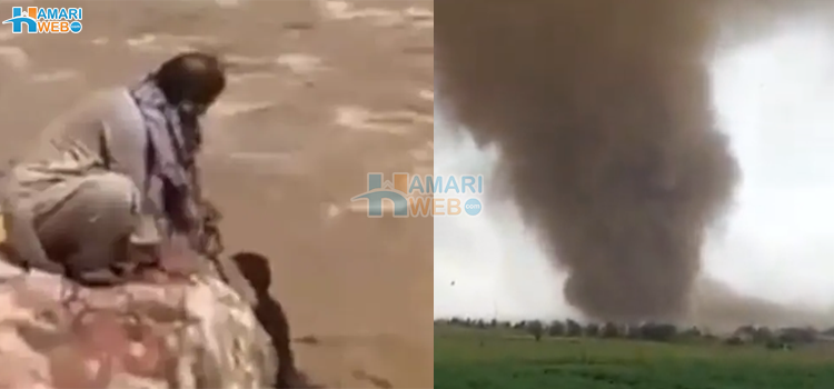 سعودی شہری نے غیر ملکی کی جان کیسے بچائی اور سب کچھ نگلتا طوفان٬ ویڈیو 