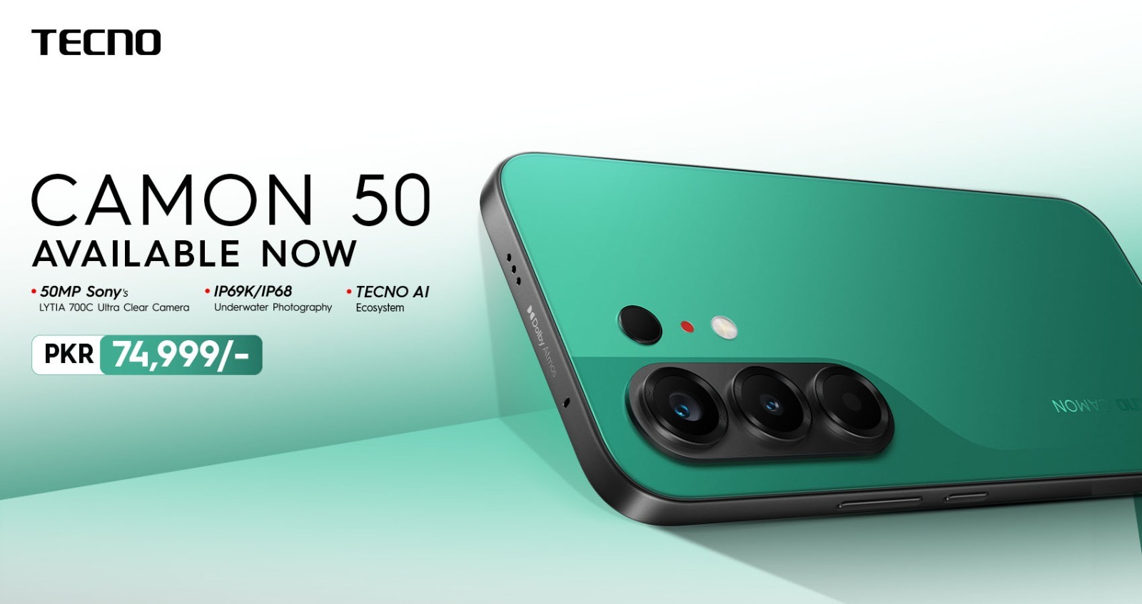 ٹیکنو نے پاکستان میں زیرِ آب فوٹوگرافی اور جدید اے آئی فیچرز کے ساتھ CAMON 50 سمارٹ فون متعارف کروادیا