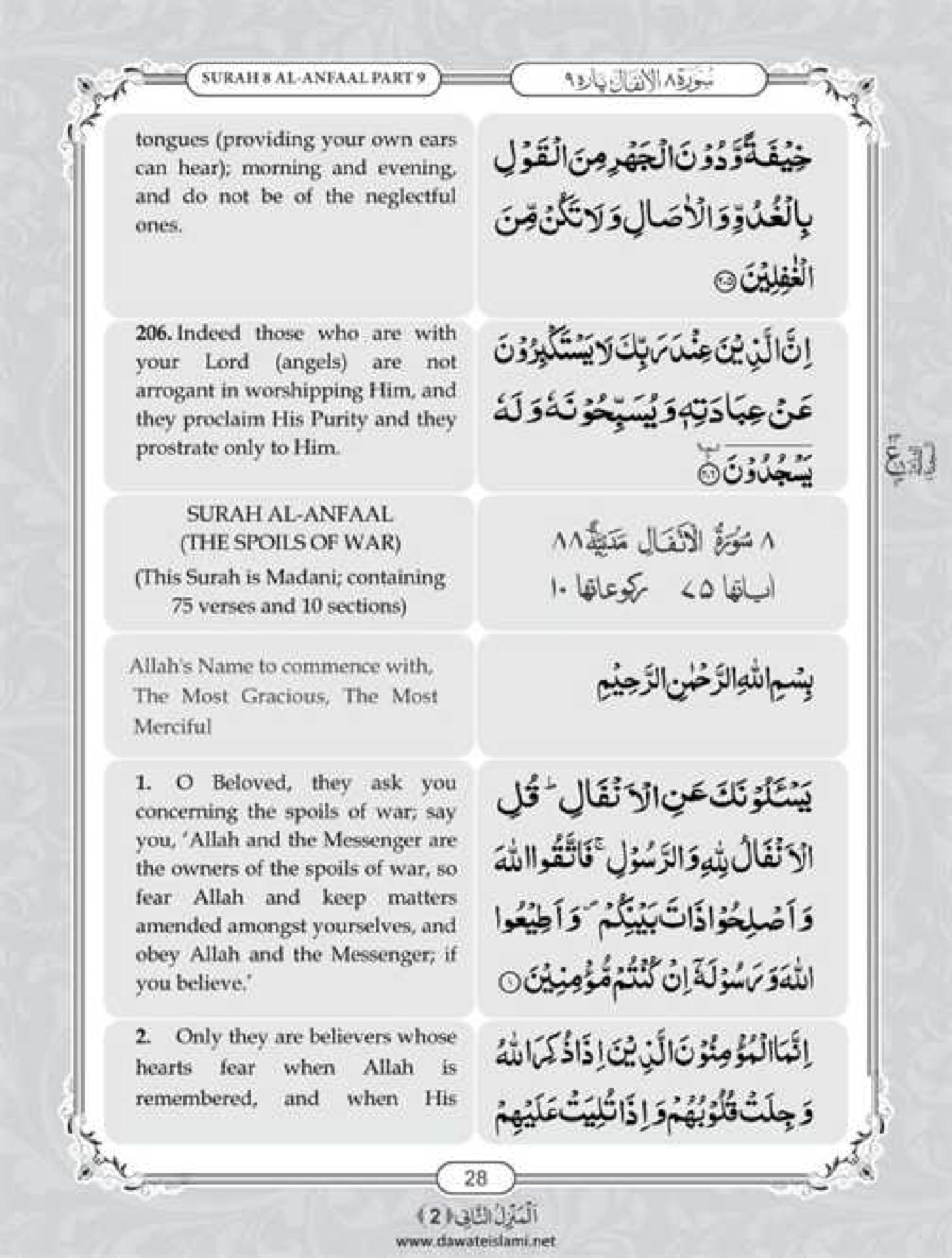 Surah Anfal English PDF - Online Download English Translation PDF