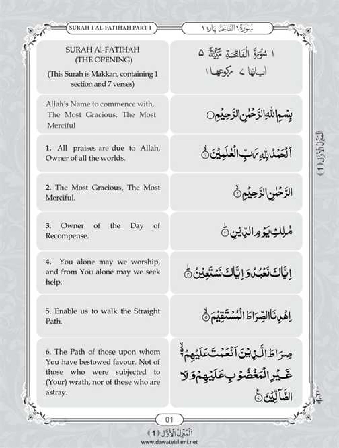 SURAH ALFATIHA with English Translation Islamic History