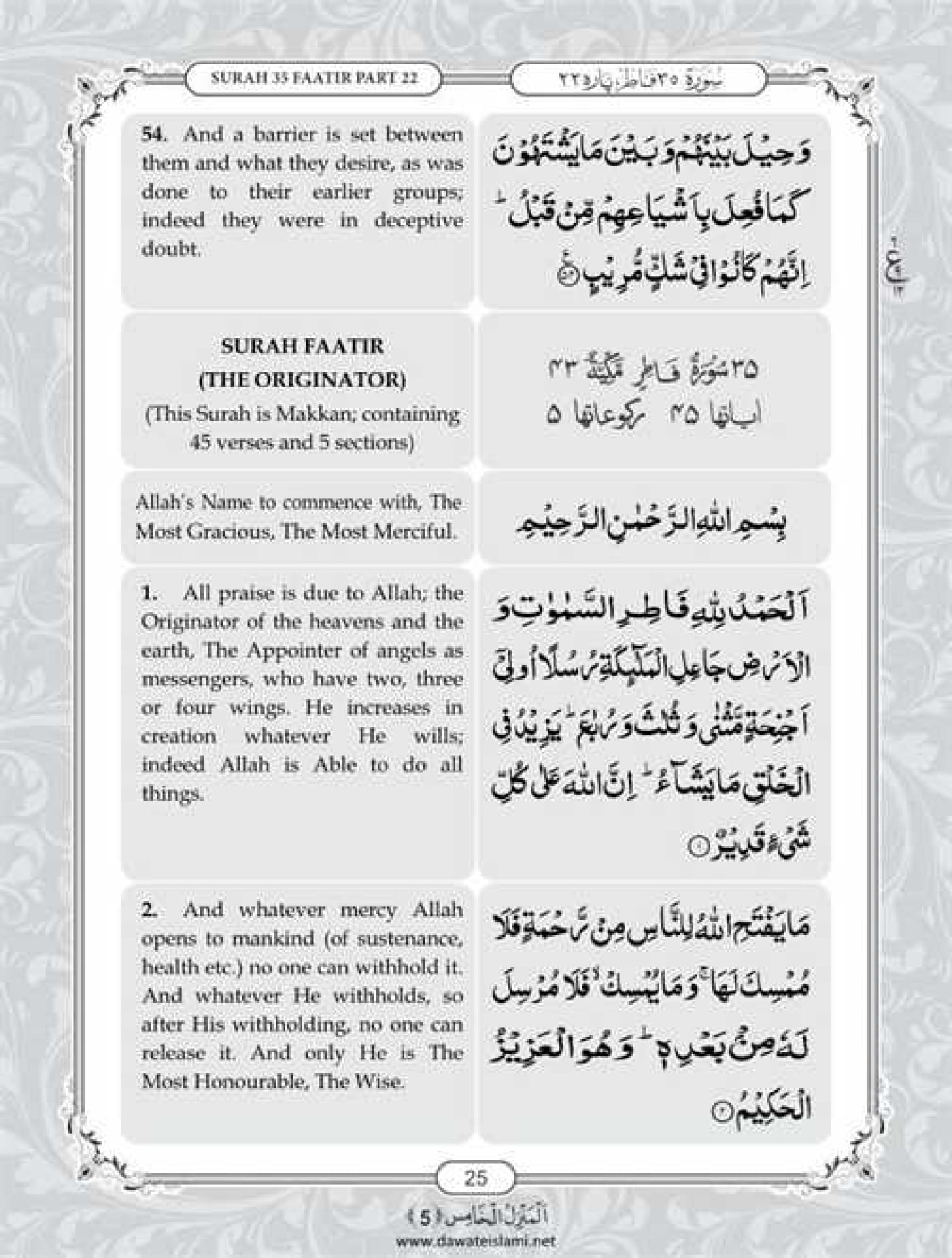 Surah Fatir English Pdf - Online Download English Translation Pdf