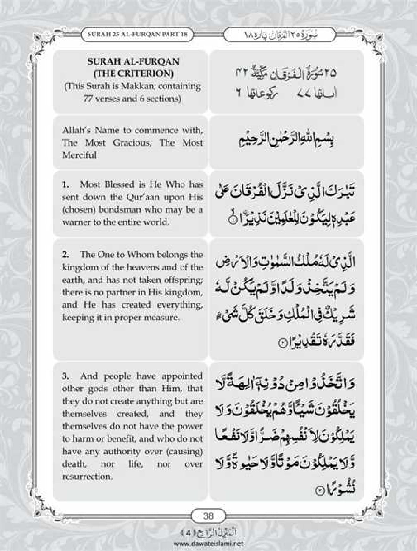 Surah Furqan English PDF - Online Download English Translation PDF