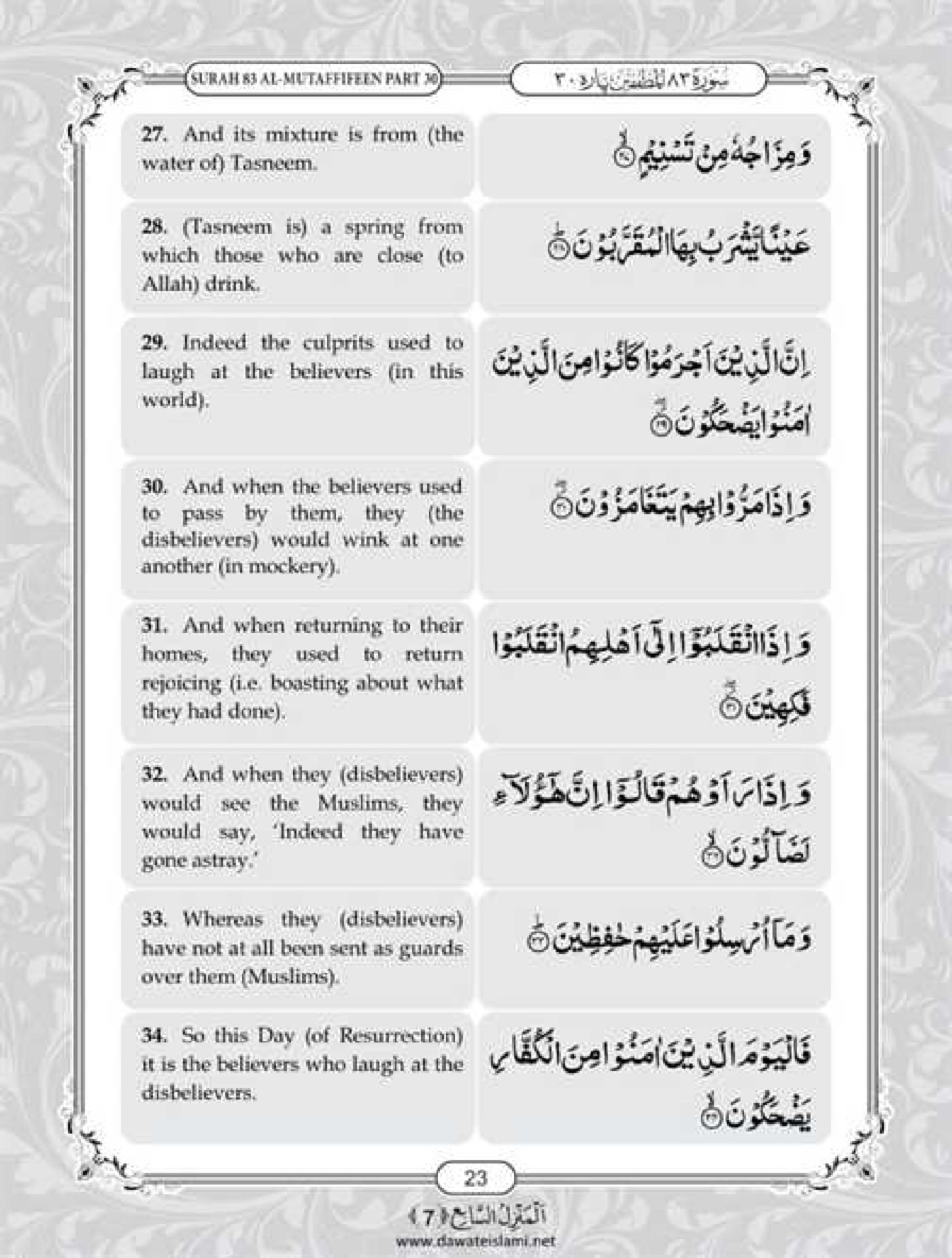 Surah Mutaffifin English PDF - Online Download English Translation PDF