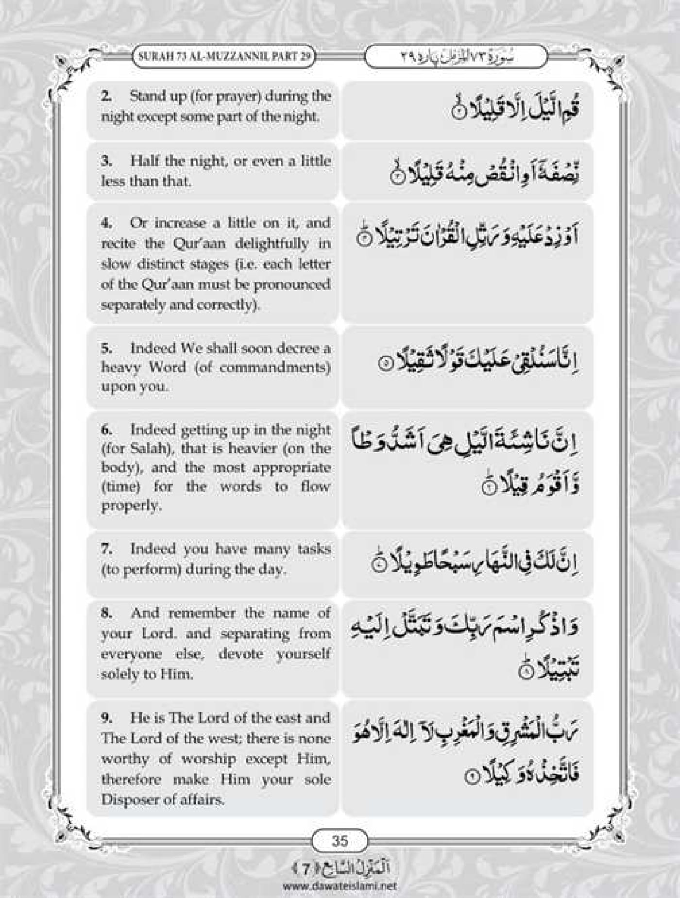 Surah Muzammil English PDF Online Download English Translation PDF