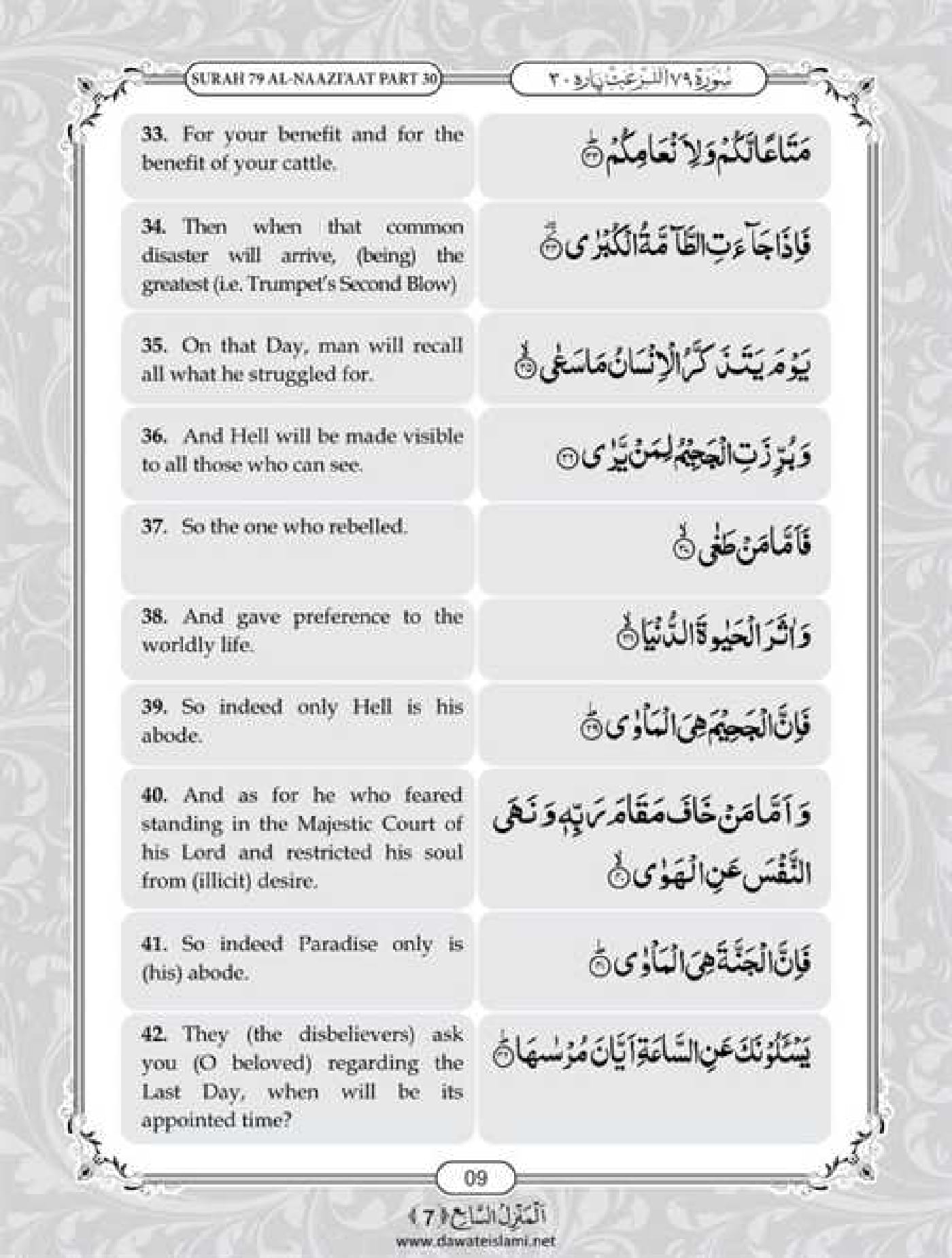 Surah Naziat English PDF - Online Download English Translation PDF