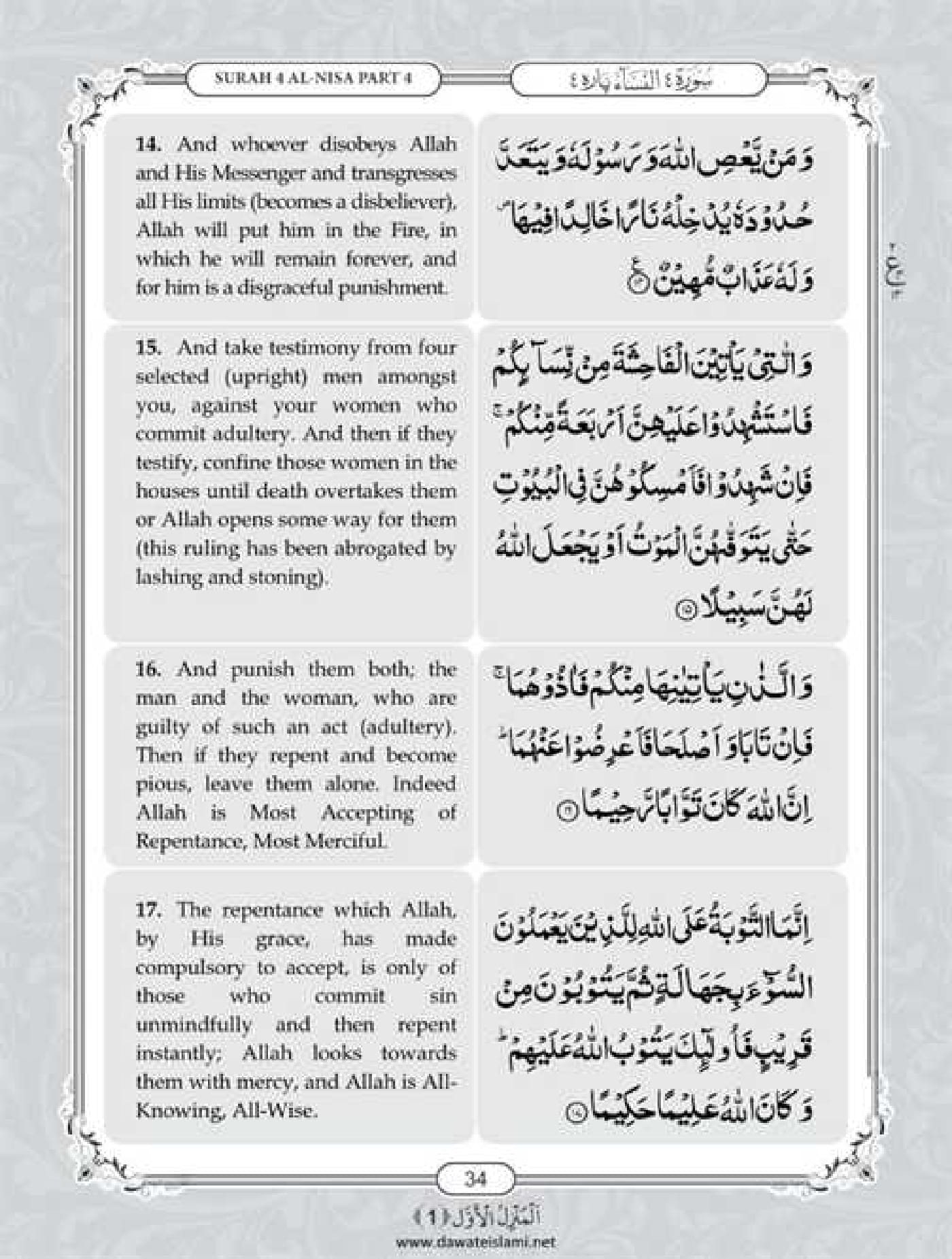 Surah Nisa English PDF - Online Download English Translation PDF