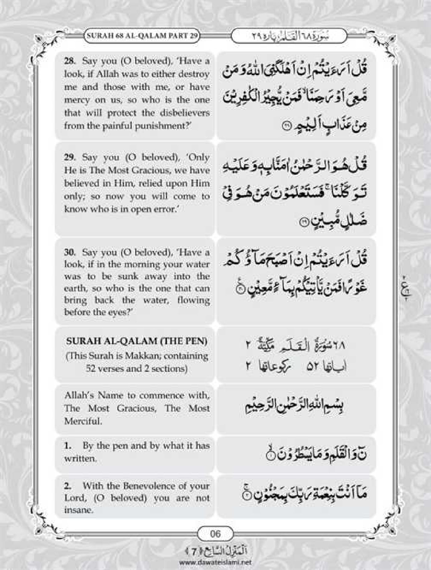 Surah Qalam English PDF - Online Download English Translation PDF