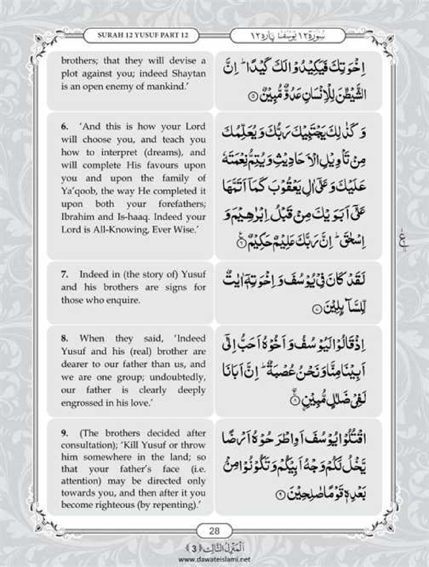 Surah Yusuf English PDF - Online Download English Translation PDF