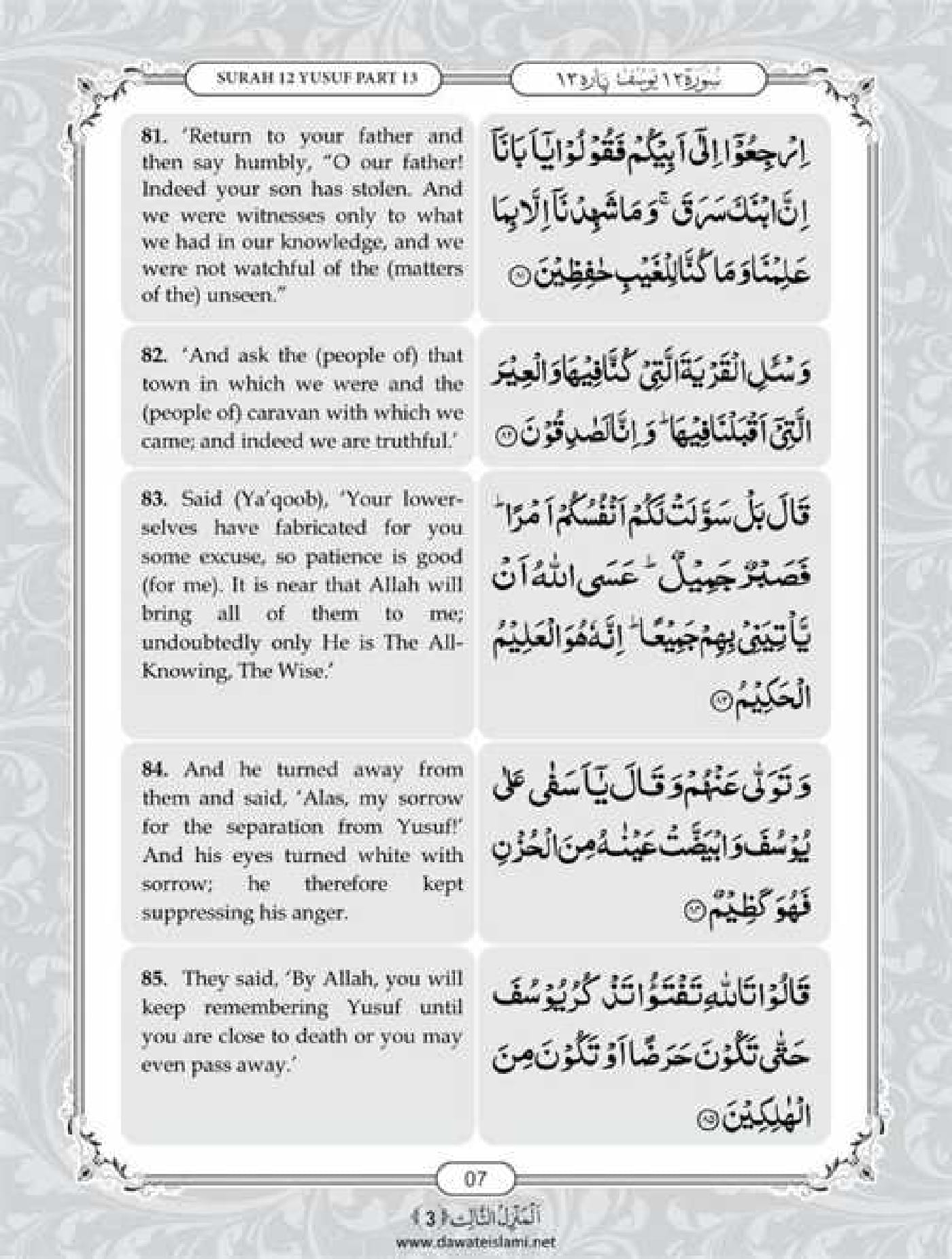 Surah Yusuf English PDF - Online Download English Translation PDF