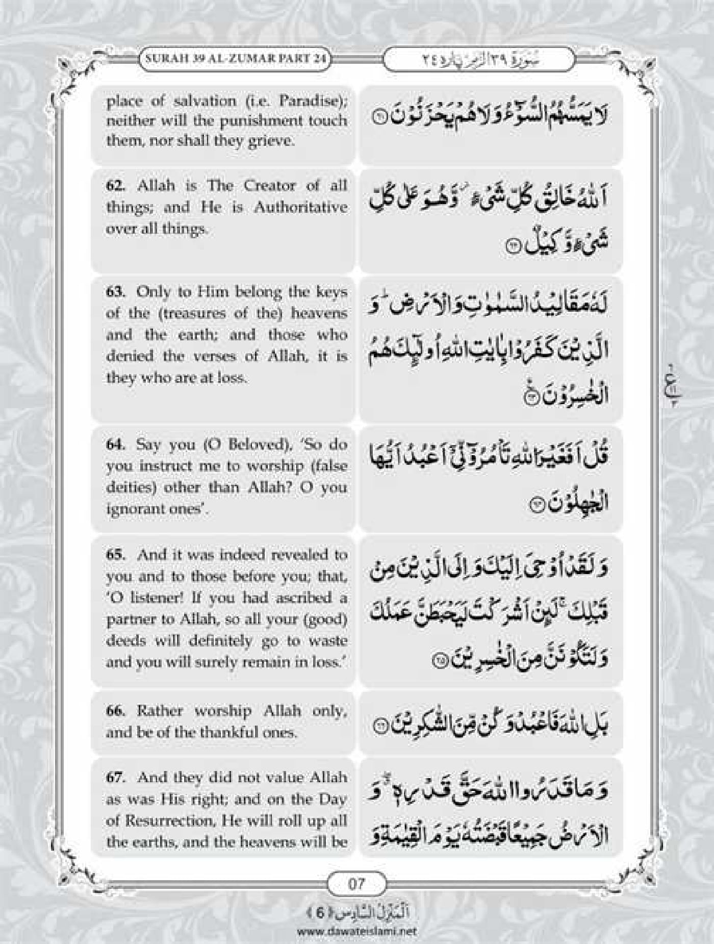 Surah Zumar English PDF - Online Download English Translation PDF