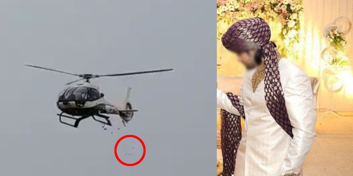 پہلے صرف سنا تھا پر آج دیکھ لیا انسان کے پاس دولت ہو تو ۔۔ دولہا کی ہیلی کاپٹر میں انٹری، ویڈیو وائرل  