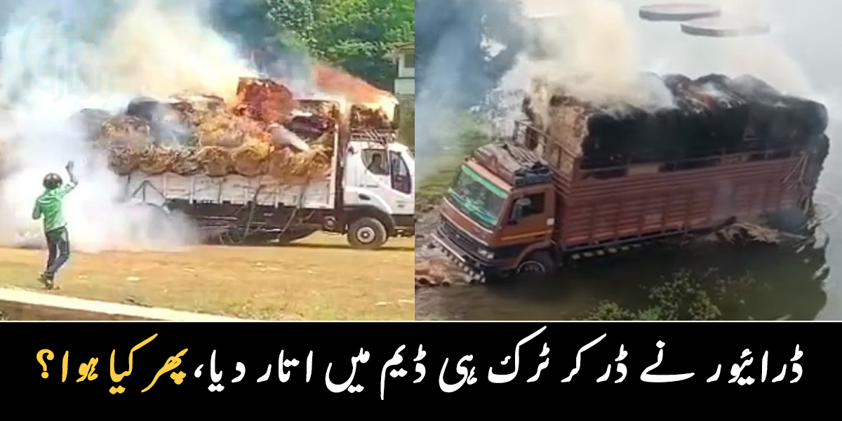 ٹرک میں آگ لگ گئی تو ۔۔ ڈرائیور نے جلتے ٹرک کو ڈیم میں اتار دیا، پھر کیا ہوا؟ دیکھیے ویڈیو