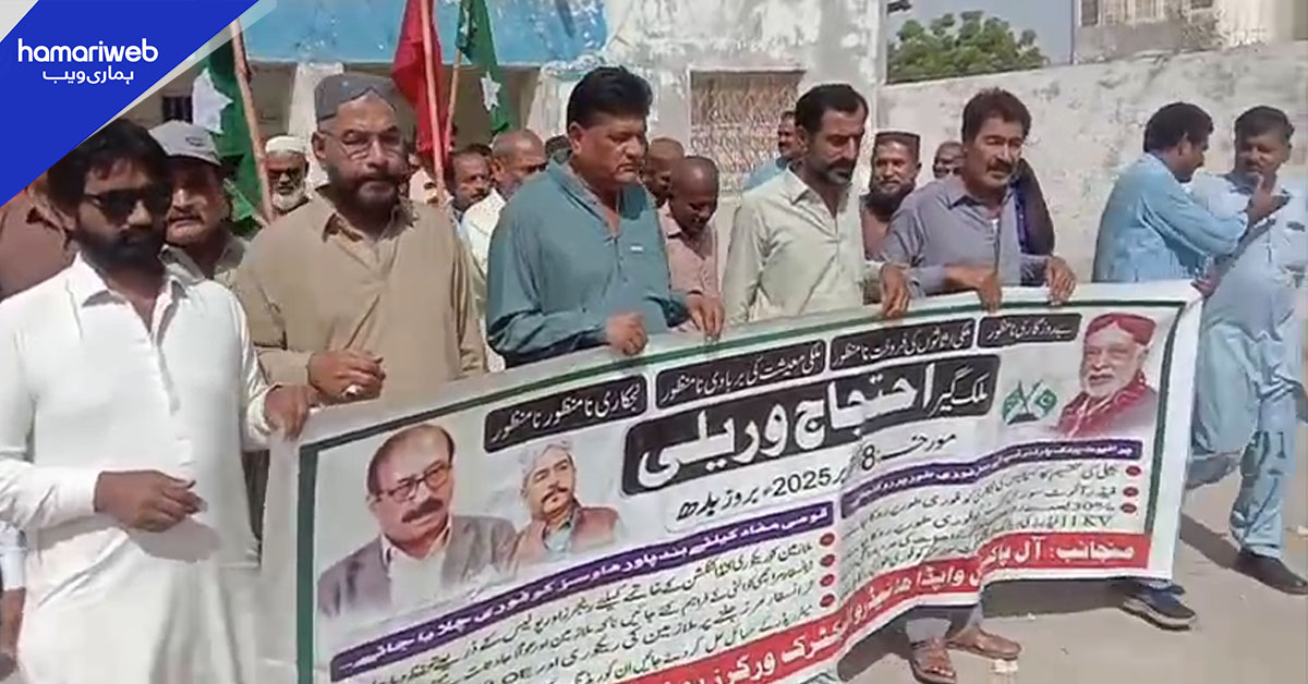 نجکاری کے خلاف ٹھٹھہ سجاول میں واپڈا ورکرز یونین کا احتجاجی مظاہرہ