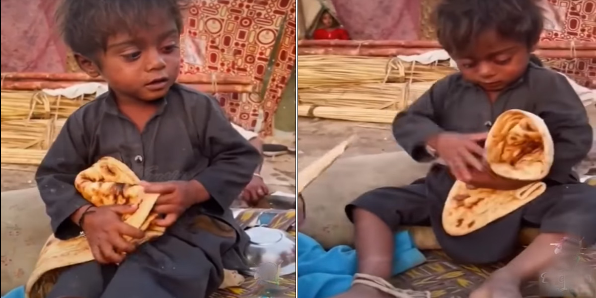 بھوک سے تڑپتے بچے کو جب ایک روٹی ملی تو ۔۔ بچے کی خوشی دیکھ کر آپ کے بھی آنسو نکل جائیں گے