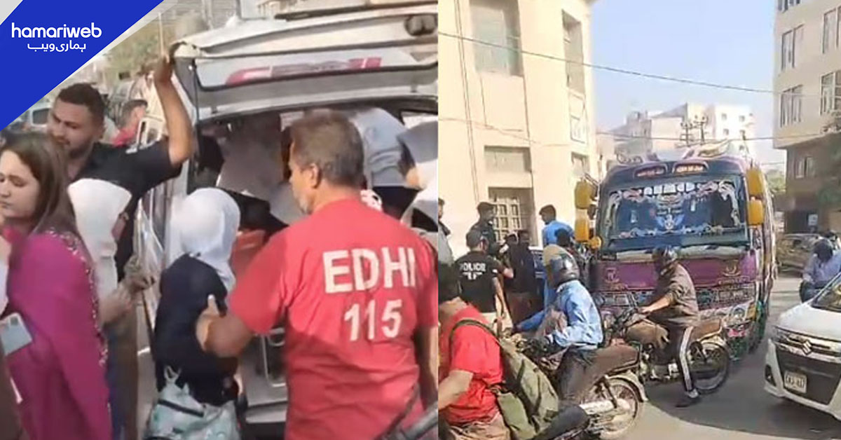 کراچی: نجی اسکول کی بس فٹ پاتھ سے ٹکرا گئی، 10 طلبہ زخمی