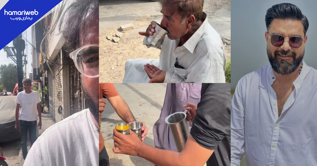گرمی سب کے لیے ہے، یاسر حسین گرم موسم میں شربت بانٹنے لگے