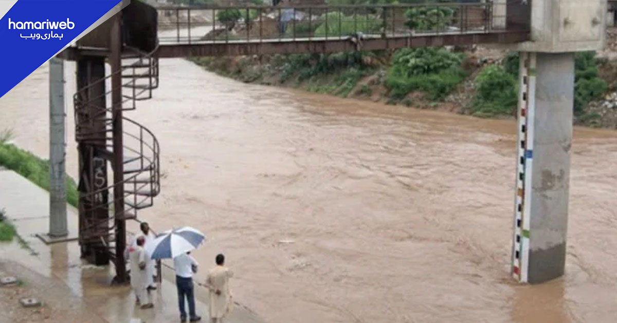 راولپنڈی میں موسلادھار بارش، نالہ لئی میں پانی خطرے کے نشان سے اوپر