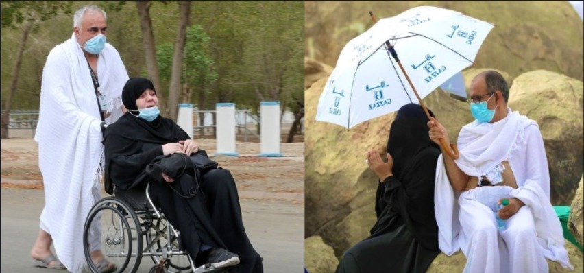 کہیں معذور بیوی کو دیا سہارا، تو کہیں شوہر کو دھوپ کی تپش سے بچایا ۔۔ ان لوگوں نے حج کے دوران کیسے اپنے ساتھی کو سہارا دیا؟ جانیئے ان 3 جوڑوں کی کہانی