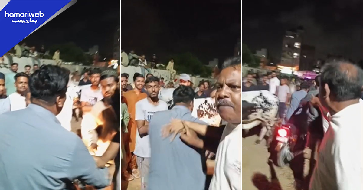 اورنگی ٹاؤن میں عین مسجد کے سامنے مویشی منڈی لگانے والے بیٹر کو عوام نے گھیر لیا