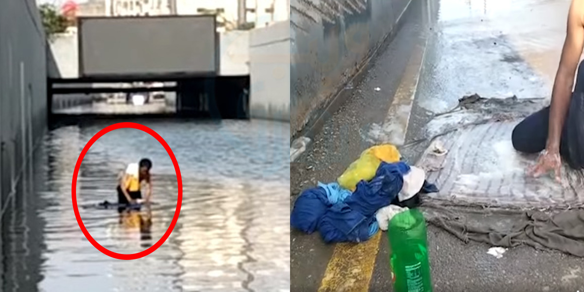 انڈر پاس میں موجود پانی سے ہی کپڑے دھونے شروع کردیے ، ویڈیو وائرل ہوگئی