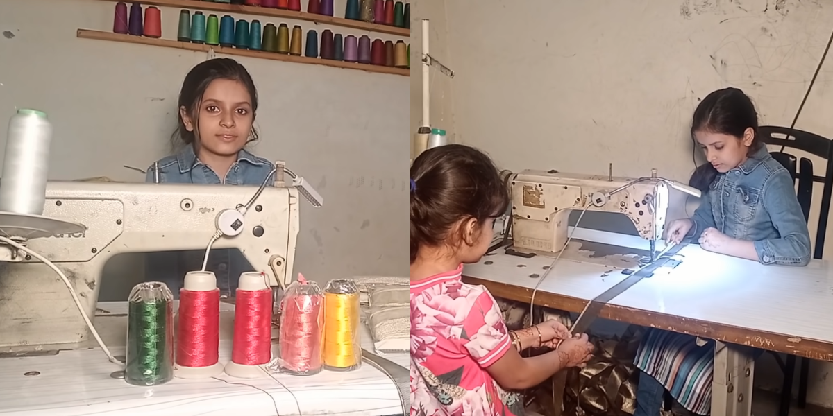 سِلائی کڑھائی سے ماہانہ لاکھوں روپے کماتی ہے ۔۔  جانیے 10 سالہ بچی کے بارے میں دلچسپ باتیں جو سلائی کا کاروبار کر کے اپنے والدین کو سپورٹ کرتی ہے