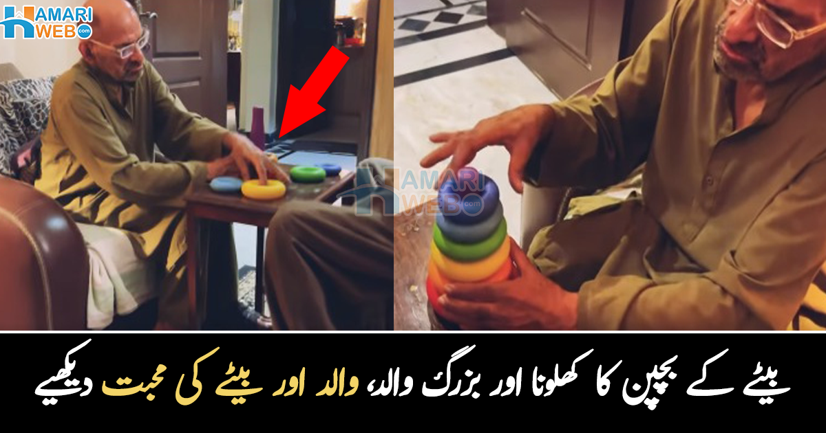 یہ کھلونا ابو میرے لیے لائے تھے، اب خود کھیلتے ہیں ۔۔ بزرگ والد بیٹے کے بچپن کے کھلونے سے دل بہلاتا ہے، باپ اور بیٹے کی محبت نے جذباتی کر دیا، دیکھیے