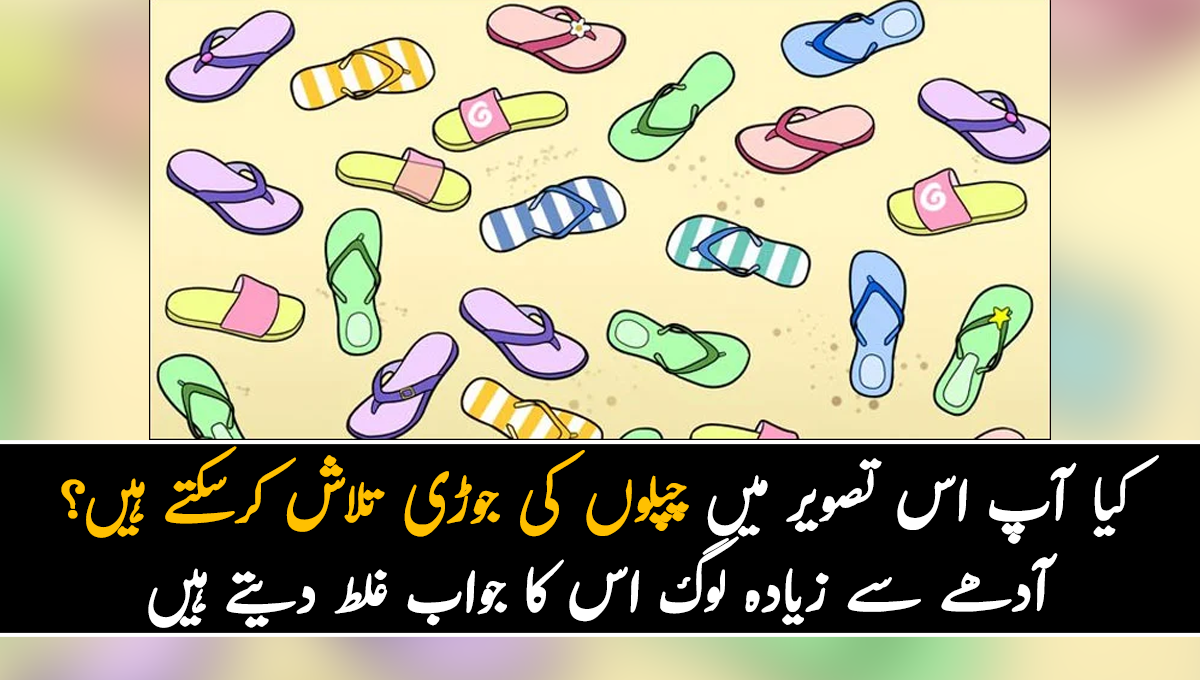 کیا آپ اس تصویر میں چپلوں کی جوڑی تلاش کرسکتے ہیں؟ آدھے سے زیادہ لوگ اس کا جواب غلط دیتے ہیں