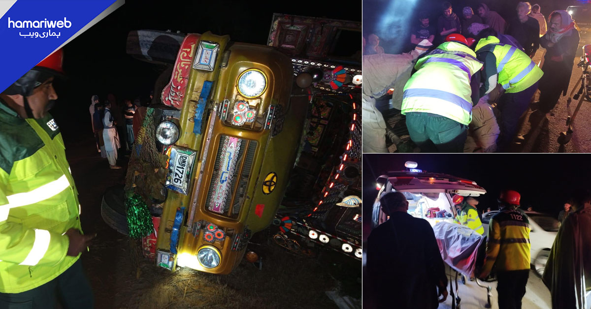 سرگودھا: بھیرہ روڈ پر ٹرک الٹنے سے 4 افراد جاں بحق، 8 زخمی