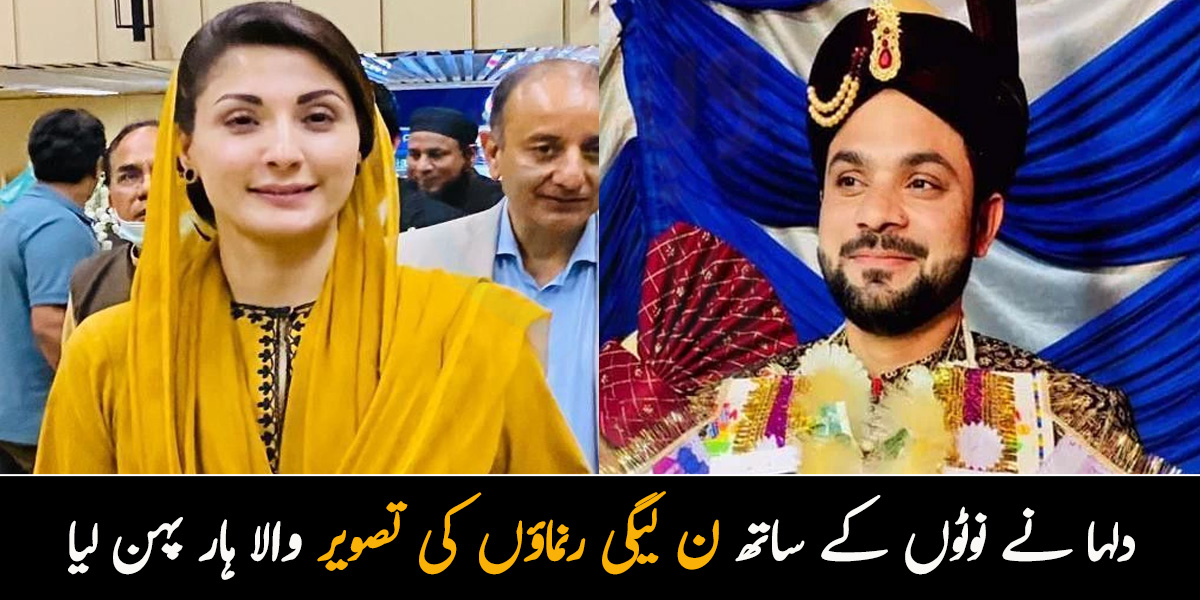 نوٹوں کے ساتھ ن لیگی رہنماؤں کی تصاویر کا ہار پہن لیا.. خوش ہو کر مریم نواز نے دلہا کے لیے کیا کہا؟