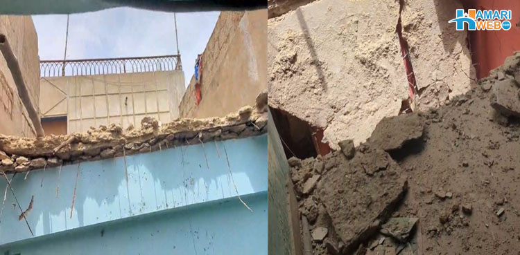 لیاری کھڈہ مارکیٹ کے قریب عمارت کی چھت گر گئی۔۔ کتنا نقصان ہوا؟