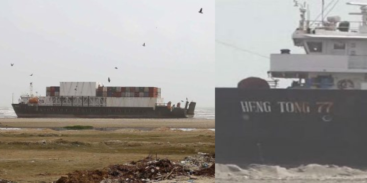 کراچی کے ساحل پر پھنسے جہاز کو نکال لیا گیا 