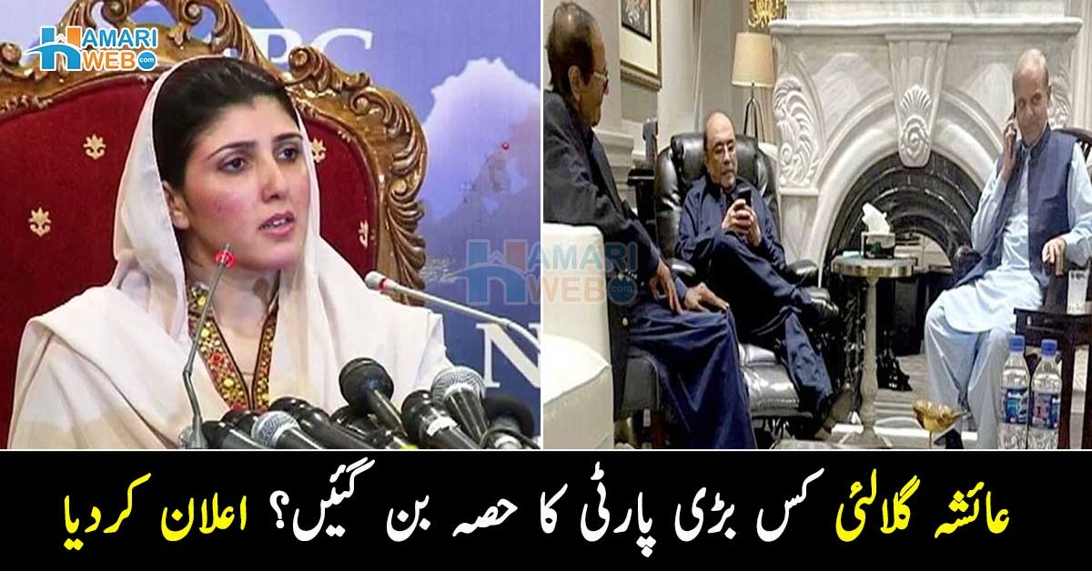  پاکستان تحریک انصاف کی سابق ایم این اے عائشہ گلالئی کس بڑی پارٹی کا حصہ بن گئیں؟ اعلان کردیا