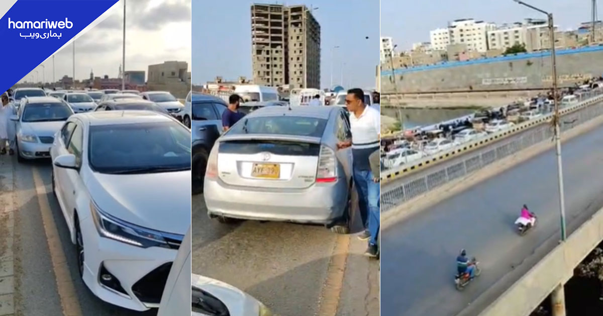 پانی بحران کے خلاف احتجاج، لیاری ایکسپریس وے پر ٹریفک جام