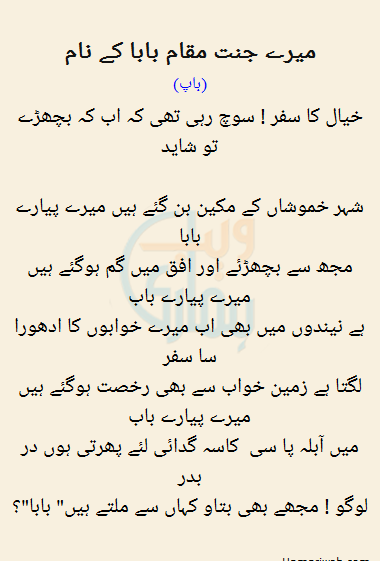 Father Poetry Best Urdu Shayari Ghazals Collection