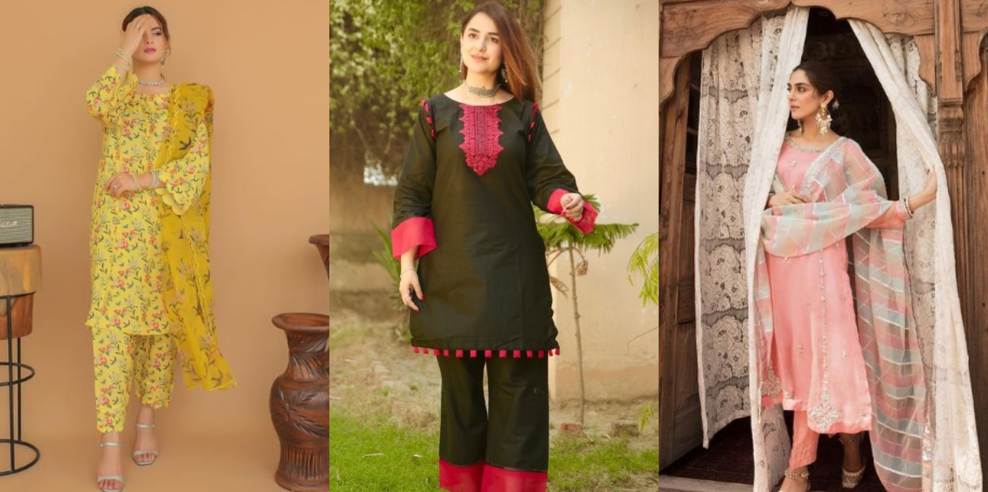 پرنٹ والی شلوار قمیض اور چُندری کا دوپٹہ ۔۔ اس عید کپڑے بنانے سے پہلے دیکھیں چند نئے ڈیزائن جن کی قیمت بھی ہے مناسب اور پہن کر لگیں آپ بالکل الگ